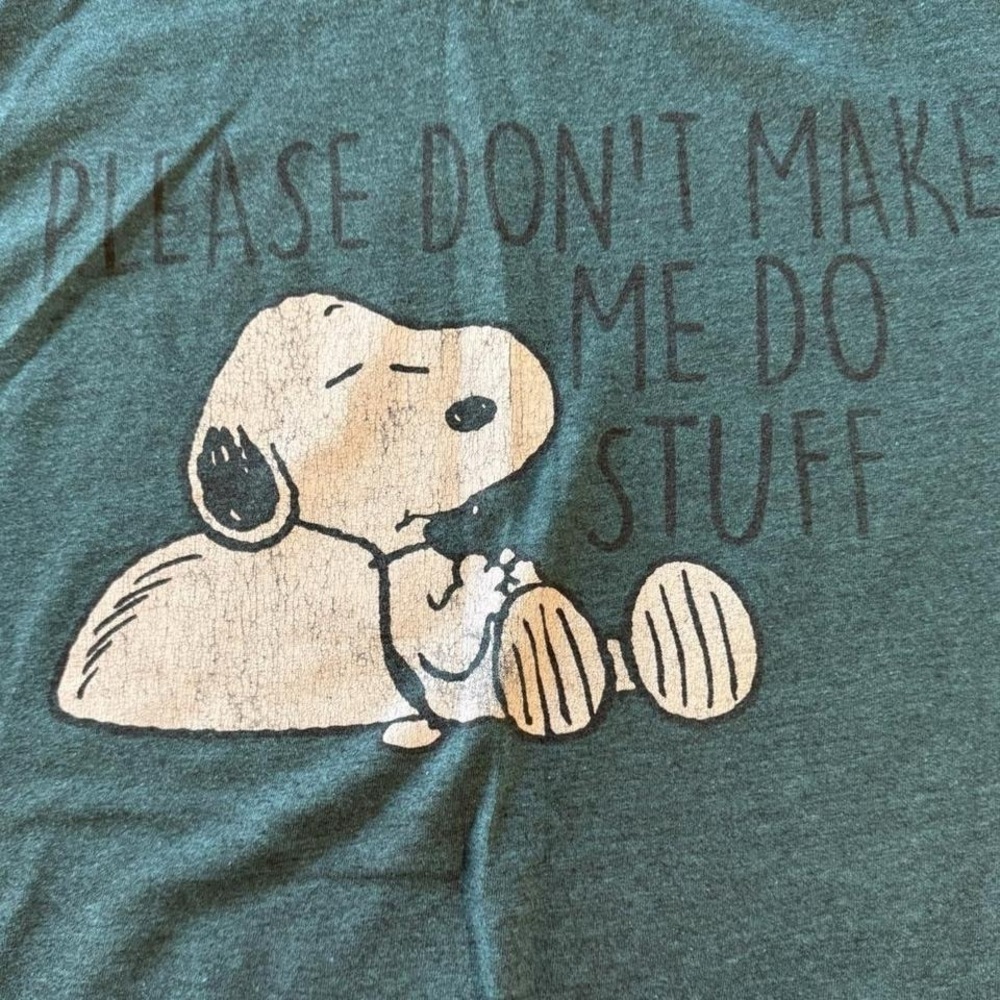 Peanuts Snoopy blue/ teal T-shirt with funny sayings Bundle of 2 - Picture 3 of 8